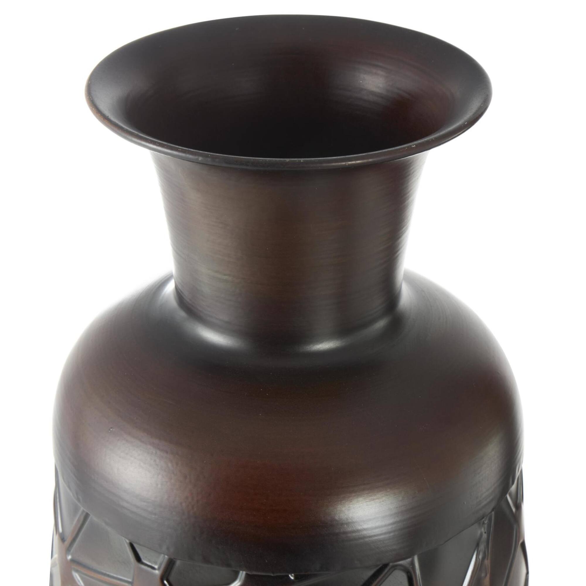 Dark Brown Hammered Texture Metal Vase Set